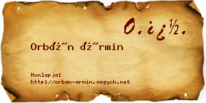 Orbán Ármin névjegykártya