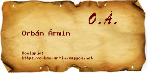 Orbán Ármin névjegykártya